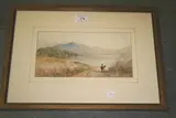 Cornelius Pearson, Landscape with Horse and Rider approaching a Lake, watercolour and coloured chalk