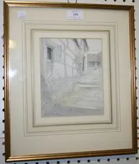 Richard Sayers, Figure carrying a Pail beside a Cottage, pencil and watercolour
