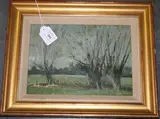 Carolyn Sergeant, Egerton Church and Willows, 1968, oil on board
