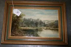 F. Wilson, View of a Castle on the Bank of a River, oil on board
