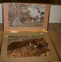 Sunil Guha, Views of Darjeeling, 1984, a pair of watercolours with ink