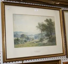 R.A.K. Marshall, Near Warbleton, Sussex' (Landscape with Sheep grazing near a Pond), watercolour