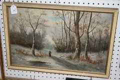 S. William, Winter Landscape with a Figure collecting Kindling Wood, oil on canvas