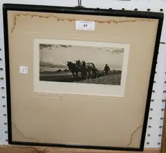 Joseph Kirkpatrick, A Sussex Plough Team, monochrome aquatint