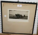 Joseph Kirkpatrick, A Sussex Plough Team, monochrome aquatint