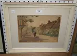 Amy Scott, View of Bramber High Street towards the Castle, watercolour