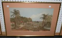 Sunil Guha, Views of Indian Villages, three watercolours with ink