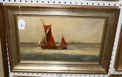 Victor William Ellis, The Thames Sailing Barge "May" in Sea Reach, 1983, oil on canvas