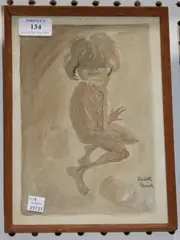 Elizabeth Dinack, Study of a Child, watercolour