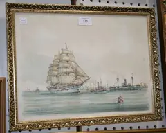 M.G. Pearson, Shipping in Coastal Waters, watercolour