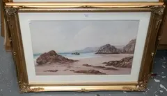 W.H. Dyer, Near Newquay' (Coastal View), watercolour and gouache