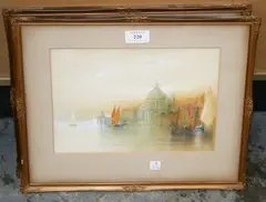 H. Williamson, Venetian Views, a pair of watercolours over pencil