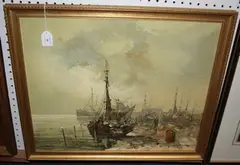 F. R. Dozeman, Harbour Scene, oil on canvas