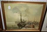 F. R. Dozeman, Harbour Scene, oil on canvas