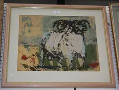 Alison Milner-Gulland, Black Faced Ram, colour lithograph