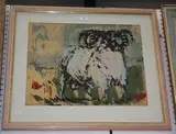 Alison Milner-Gulland, Black Faced Ram, colour lithograph