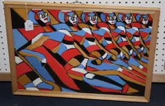 P.M. Ellston, The Sunbathers' (Geometric Study), 1985, oil on board