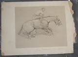 George Denholm Armour, Rising & Mounting Simultaneously' (Figure on Horseback), pencil drawing heightened with white