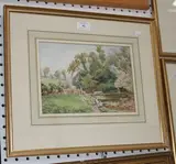 F. Gill, Children on the Bank of a River, 1913, watercolour