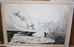 Ralph Steadman, Alice pulling Reeds from a Rowing Boat, photo lithograph
