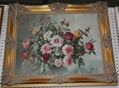 A. Nikolsky, Still Life Study of Roses in a Vase, 1974, oil on canvas