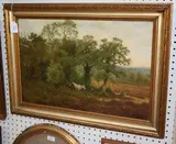 Henry Clayton Adams, Landscape with Woodland and Grazing Cattle, oil on canvas