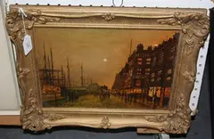 Nocturnal Street Scene by Alfred Jenkins, oil on canvas-board, sold Jul 2011