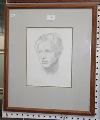 Robert Lyon, Portrait of Henry Moore, monochrome lithograph