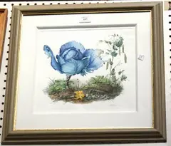Graham Rust, Study of a Hedgehog, a Snail and a Blue Cabbage, watercolour heightened with white