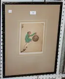 Dorsey Potter Tyson, A Chinese Gong, hand-coloured etching