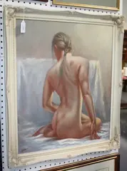 John Silver, Study of a Female Nude viewed from behind, oil on board