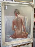 John Silver, Study of a Female Nude viewed from behind, oil on board
