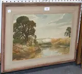 Edwin Harris, Houghton Bridge, watercolour