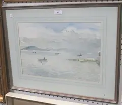 Elizabeth Scott-Moore, Fishing Boats returning to Harbour, Corfu, watercolour