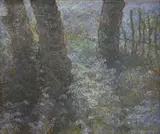 Hanna Stachowiak, Niezapominajki' (Bluebells in a Woodland), oil on canvas
