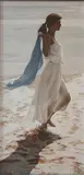 Lluís Ribas, Young Woman walking in the Surf, oil on canvas