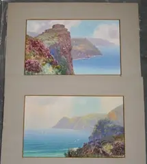 H.W. Hicks, Lynton' and Devon Coastal Landscape, a pair of early 20th Century watercolours with gouache