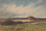 Sylvester Stannard, Landscape with Flock of Sheep, watercolour
