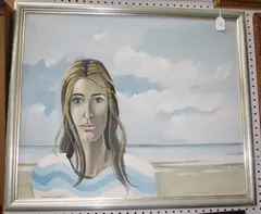 Sandra Lawrence, Self Portrait of the Artist on a Beach, oil on board