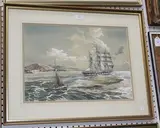 Ronald Dean, Coastal Views with Sailing Vessels, a pair of mid-20th Century watercolours with gouache