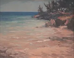 John Kaufmann, View of a Beach, probably Bermuda, oil on canvas