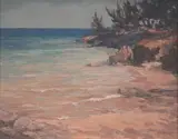 John Kaufmann, View of a Beach, probably Bermuda, oil on canvas