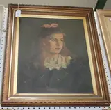 Edith Hardwicke, Half Length Portrait of a Girl, her Hair tied with a Pink Ribbon, 1900, oil on canvas