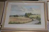 Ann Knowler, Towards Firle Beacon from Glynde' (Landscape with a Country Lane and the South Downs), watercolour