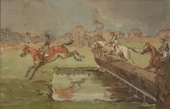 Geoffrey Sparrow, Fontwell Steeplechase, watercolour