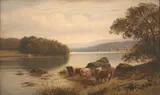 George Vicat Cole, Cattle on the Bank of a River, oil on canvas