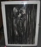 Dennis Creffield, Nijinsky at Petrushka' (Figures in an Embrace), charcoal
