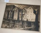 Frank Brangwyn, Old Mills, Meaux, monochrome etching