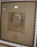Edward Stott, Portrait Study of a Baby's Head, charcoal and chalk
