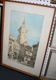 A. Tardinal, At Aurau, Switzerland "The Rohre Tower, watercolour with ink